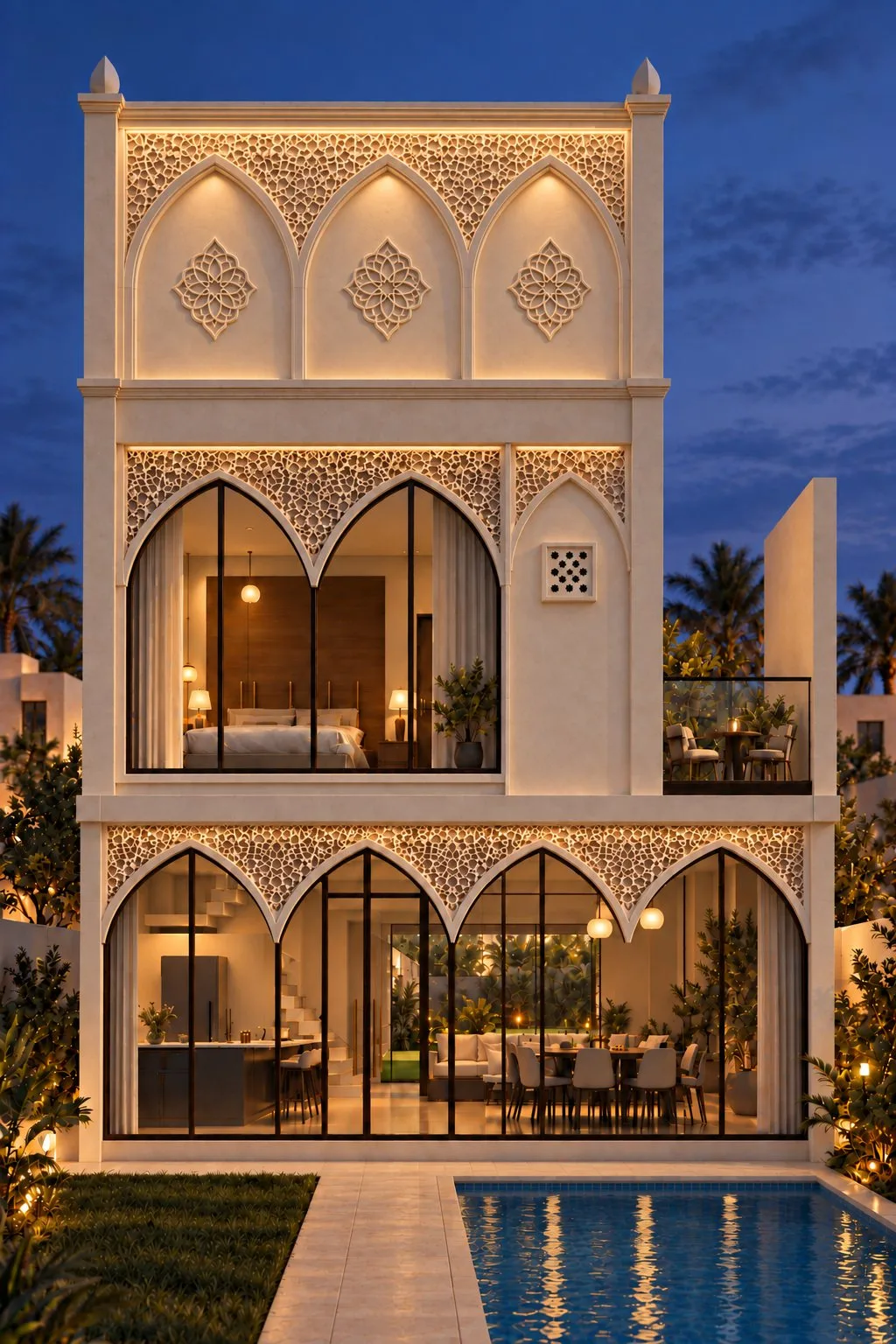 A chalet with Islamic architectural details