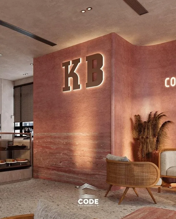 Cafe with warm materials and natural details