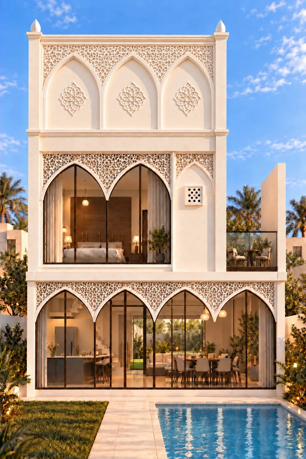A chalet with Islamic architectural details