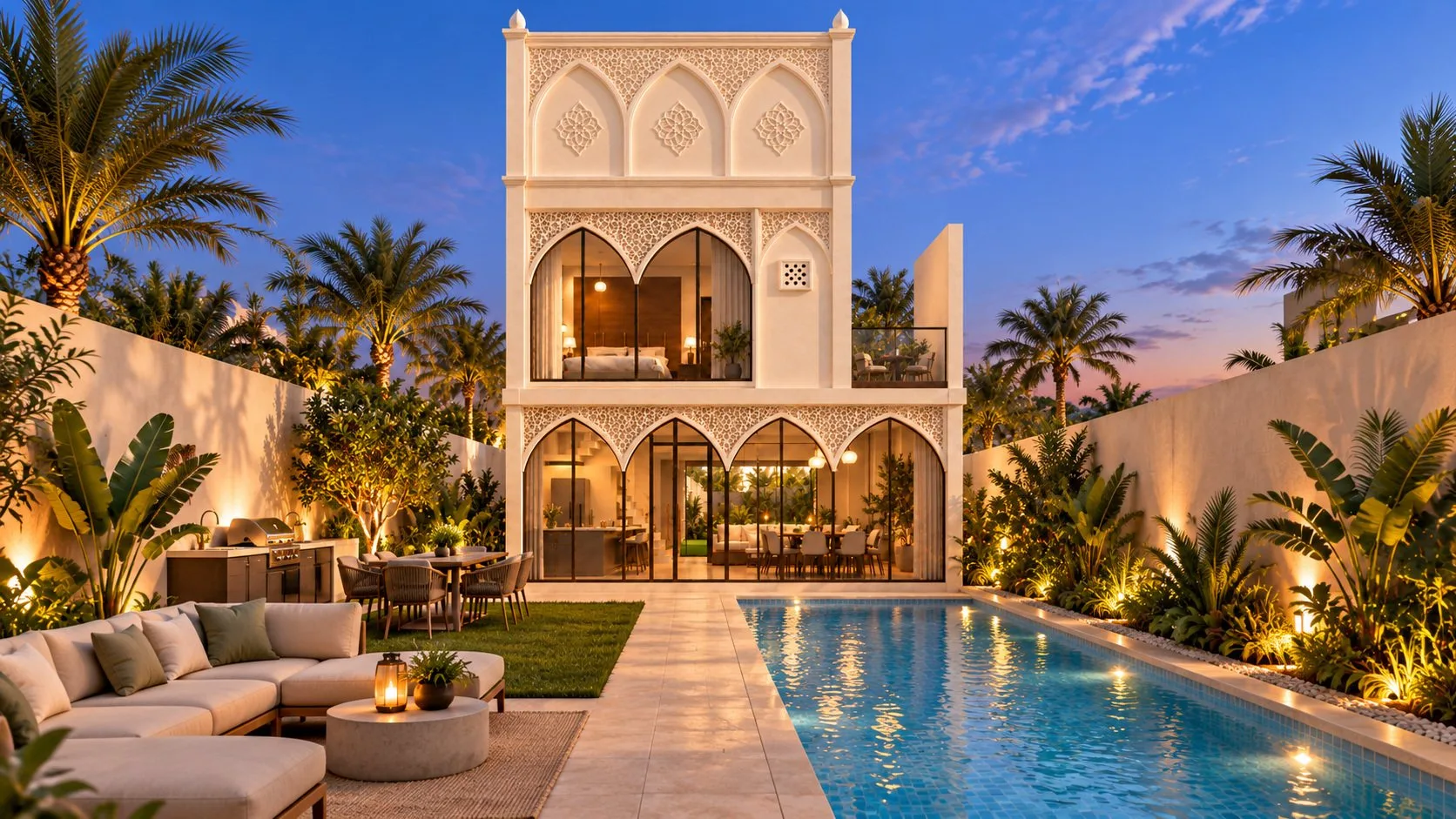 A chalet with Islamic architectural details